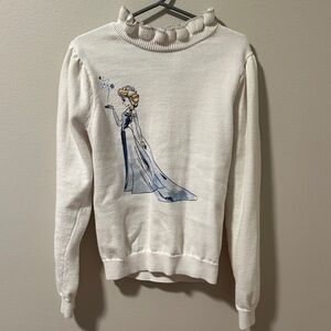 Janie and Jack Cream Sweater with Blue Princess Design